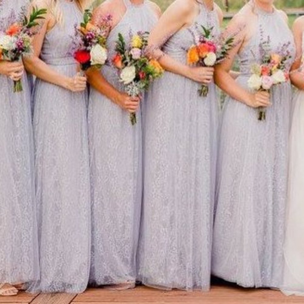 Floor Length Grey Lace Halter Top Dress